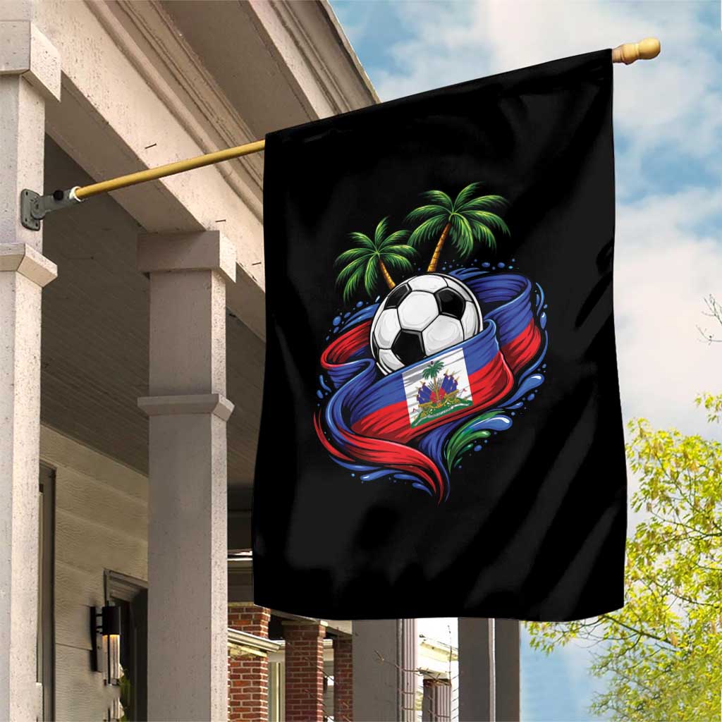 Haitian Flag Soccer Ball Graphic Garden Flag Tropical Palm Trees Caribbean Haiti Football Fans Pride