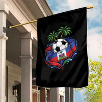 Haitian Flag Soccer Ball Graphic Garden Flag Tropical Palm Trees Caribbean Haiti Football Fans Pride