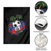 Haitian Flag Soccer Ball Graphic Garden Flag Tropical Palm Trees Caribbean Haiti Football Fans Pride