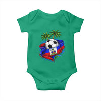 Haitian Flag Soccer Ball Graphic Baby Onesie Tropical Palm Trees Caribbean Haiti Football Fans Pride