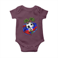 Haitian Flag Soccer Ball Graphic Baby Onesie Tropical Palm Trees Caribbean Haiti Football Fans Pride