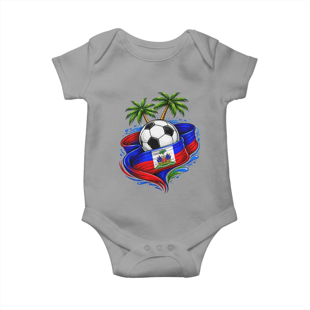 Haitian Flag Soccer Ball Graphic Baby Onesie Tropical Palm Trees Caribbean Haiti Football Fans Pride