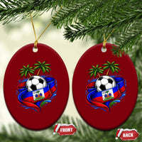 Haitian Flag Soccer Ball Graphic Ceramic Ornament Tropical Palm Trees Caribbean Haiti Football Fans Pride