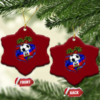 Haitian Flag Soccer Ball Graphic Ceramic Ornament Tropical Palm Trees Caribbean Haiti Football Fans Pride