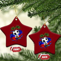 Haitian Flag Soccer Ball Graphic Ceramic Ornament Tropical Palm Trees Caribbean Haiti Football Fans Pride