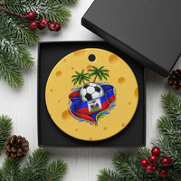 Haitian Flag Soccer Ball Graphic Ceramic Ornament Tropical Palm Trees Caribbean Haiti Football Fans Pride