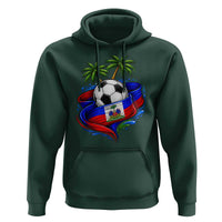 Haitian Flag Soccer Ball Graphic Hoodie Tropical Palm Trees Caribbean Haiti Football Fans Pride