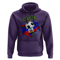 Haitian Flag Soccer Ball Graphic Hoodie Tropical Palm Trees Caribbean Haiti Football Fans Pride