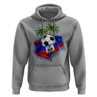 Haitian Flag Soccer Ball Graphic Hoodie Tropical Palm Trees Caribbean Haiti Football Fans Pride