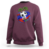 Haitian Flag Soccer Ball Graphic Sweatshirt Tropical Palm Trees Caribbean Haiti Football Fans Pride