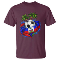 Haitian Flag Soccer Ball Graphic T Shirt Tropical Palm Trees Caribbean Haiti Football Fans Pride
