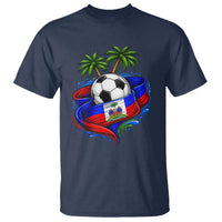 Haitian Flag Soccer Ball Graphic T Shirt Tropical Palm Trees Caribbean Haiti Football Fans Pride