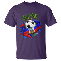 Haitian Flag Soccer Ball Graphic T Shirt Tropical Palm Trees Caribbean Haiti Football Fans Pride