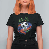 Haitian Flag Soccer Ball Graphic T Shirt For Women Tropical Palm Trees Caribbean Haiti Football Fans Pride