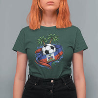 Haitian Flag Soccer Ball Graphic T Shirt For Women Tropical Palm Trees Caribbean Haiti Football Fans Pride