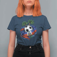 Haitian Flag Soccer Ball Graphic T Shirt For Women Tropical Palm Trees Caribbean Haiti Football Fans Pride