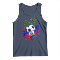 Haitian Flag Soccer Ball Graphic Tank Top Tropical Palm Trees Caribbean Haiti Football Fans Pride