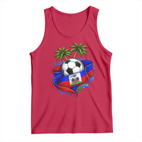 Haitian Flag Soccer Ball Graphic Tank Top Tropical Palm Trees Caribbean Haiti Football Fans Pride