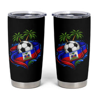 Haitian Flag Soccer Ball Graphic Tumbler Cup Tropical Palm Trees Caribbean Haiti Football Fans Pride