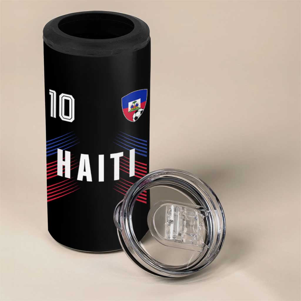 Haiti Soccer Sports Graphic Number 10 Jersey Style 4 in 1 Can Cooler Tumbler Proud Haitian Football Fans Game Day Pride