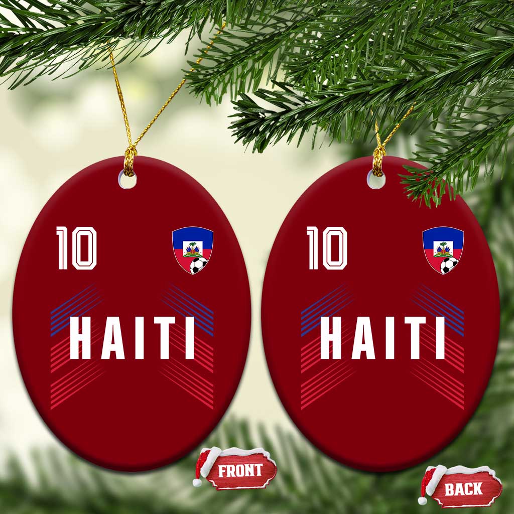 Haiti Soccer Sports Graphic Number 10 Jersey Style Ceramic Ornament Proud Haitian Football Fans Game Day Pride