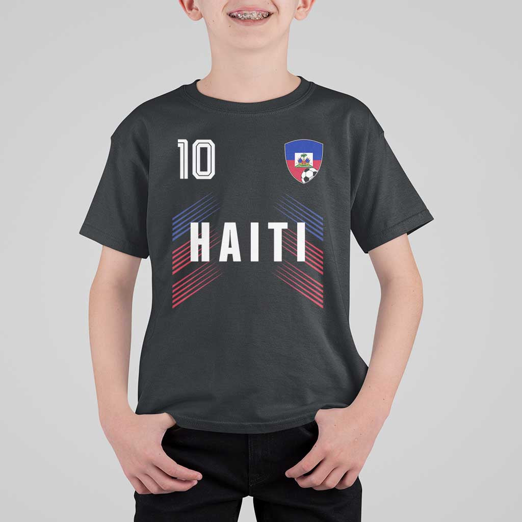 Haiti Soccer Sports Graphic Number 10 Jersey Style T Shirt For Kid Proud Haitian Football Fans Game Day Pride