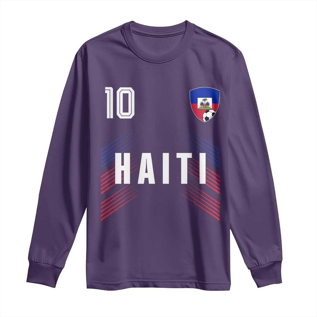 Haiti Soccer Sports Graphic Number 10 Jersey Style Long Sleeve Shirt Proud Haitian Football Fans Game Day Pride
