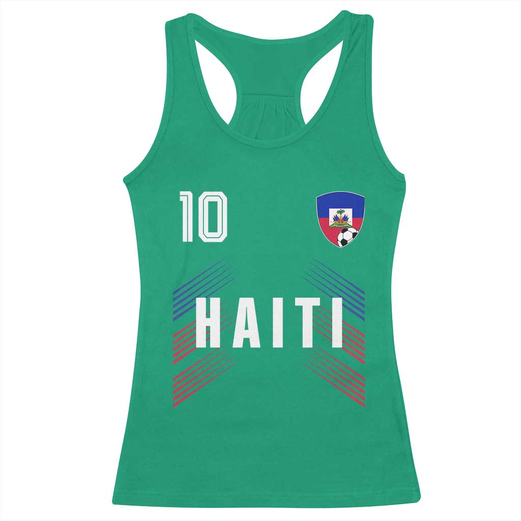 Haiti Soccer Sports Graphic Number 10 Jersey Style Racerback Tank Top Proud Haitian Football Fans Game Day Pride