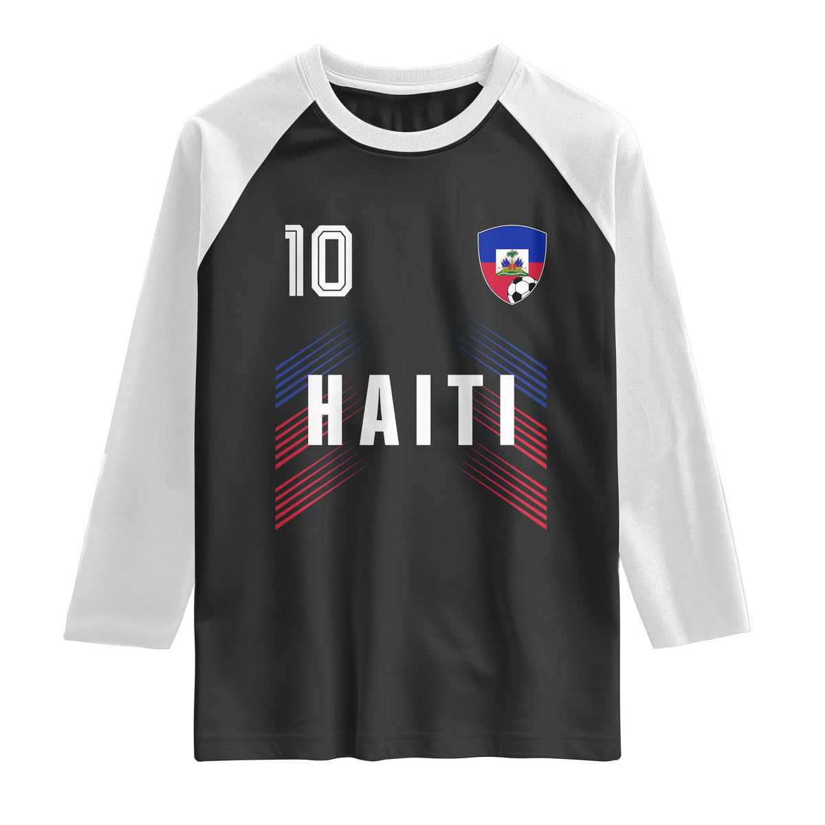 Haiti Soccer Sports Graphic Number 10 Jersey Style Raglan Shirt Proud Haitian Football Fans Game Day Pride