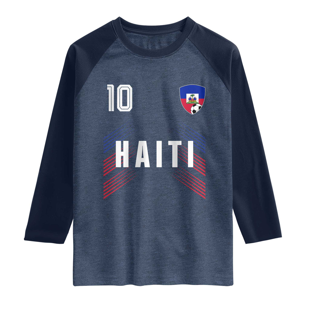 Haiti Soccer Sports Graphic Number 10 Jersey Style Raglan Shirt Proud Haitian Football Fans Game Day Pride
