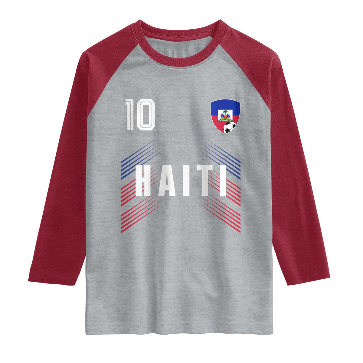 Haiti Soccer Sports Graphic Number 10 Jersey Style Raglan Shirt Proud Haitian Football Fans Game Day Pride