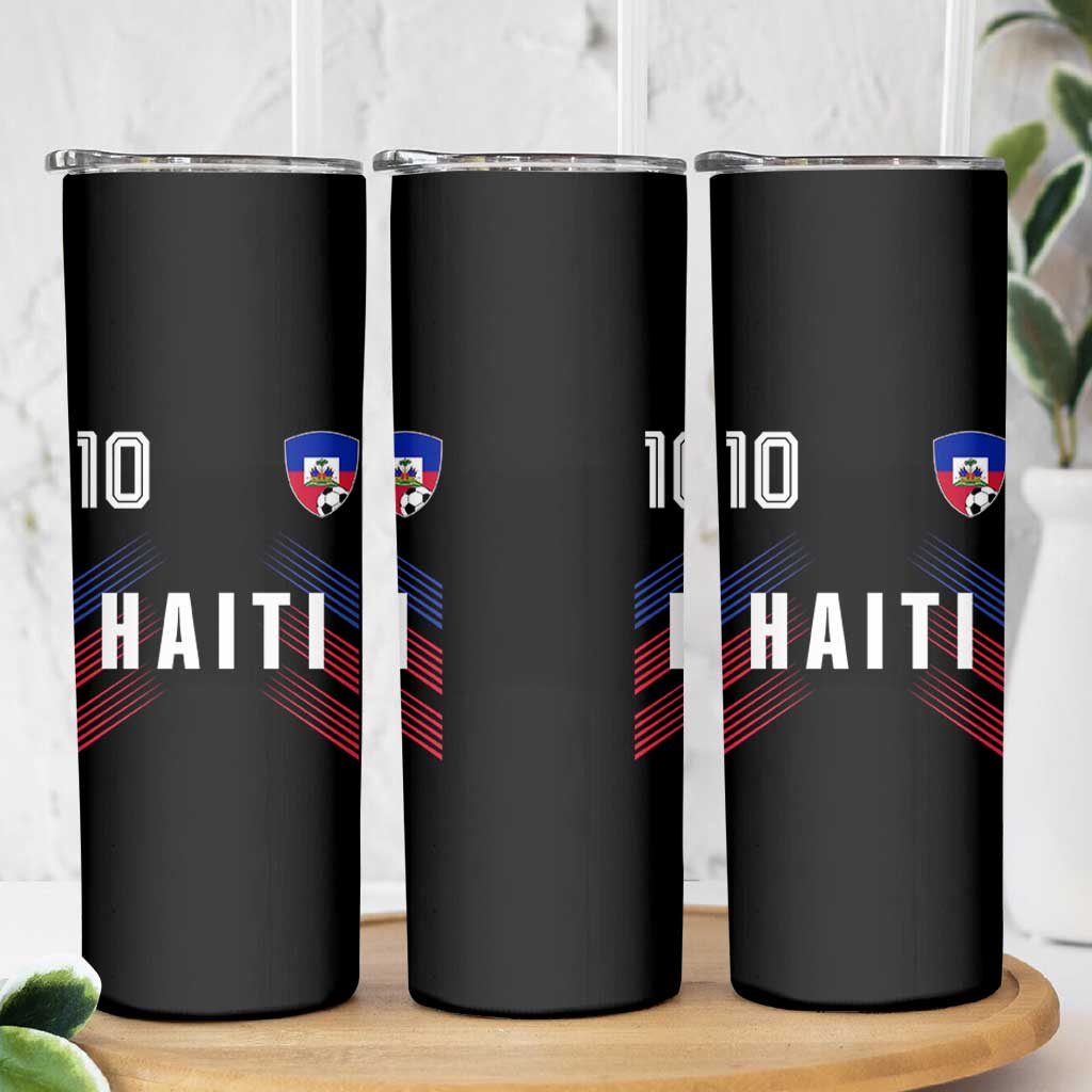 Haiti Soccer Sports Graphic Number 10 Jersey Style Skinny Tumbler Proud Haitian Football Fans Game Day Pride