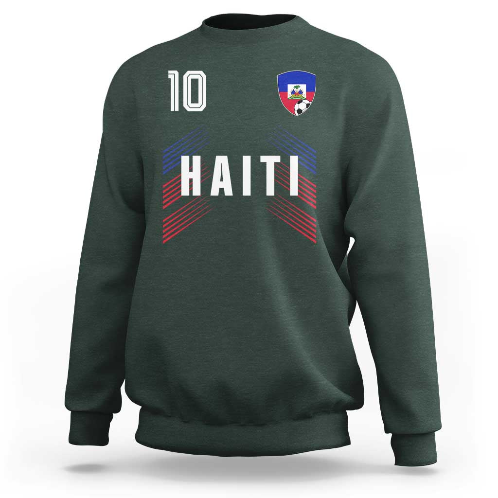 Haiti Soccer Sports Graphic Number 10 Jersey Style Sweatshirt Proud Haitian Football Fans Game Day Pride