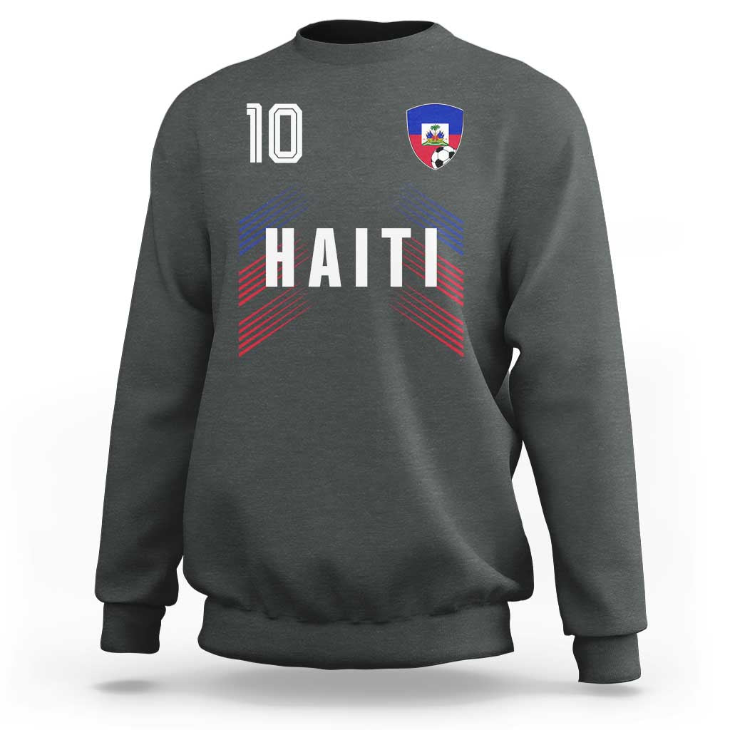 Haiti Soccer Sports Graphic Number 10 Jersey Style Sweatshirt Proud Haitian Football Fans Game Day Pride