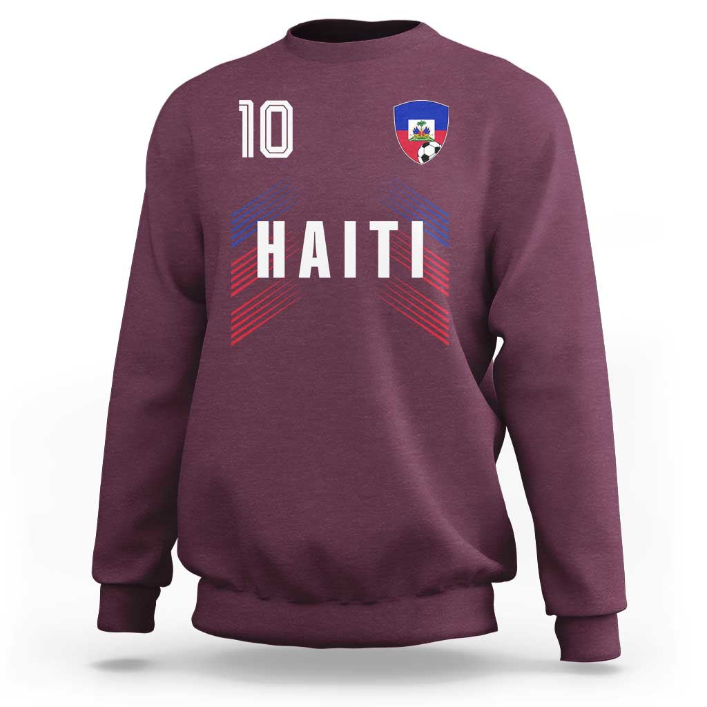 Haiti Soccer Sports Graphic Number 10 Jersey Style Sweatshirt Proud Haitian Football Fans Game Day Pride