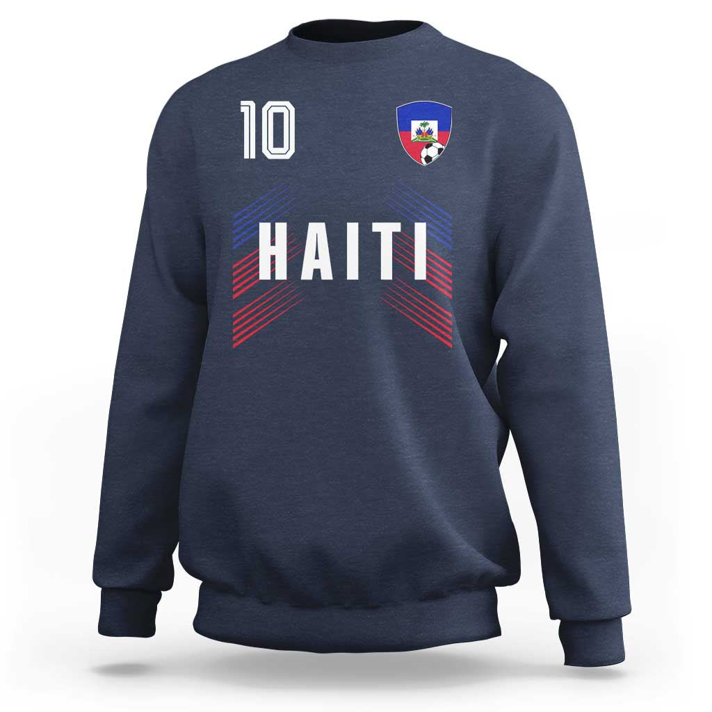 Haiti Soccer Sports Graphic Number 10 Jersey Style Sweatshirt Proud Haitian Football Fans Game Day Pride