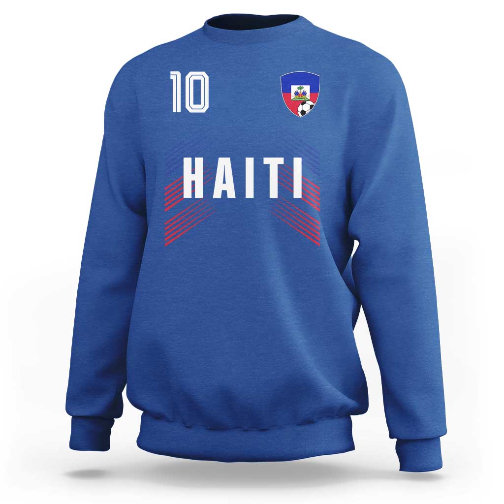 Haiti Soccer Sports Graphic Number 10 Jersey Style Sweatshirt Proud Haitian Football Fans Game Day Pride