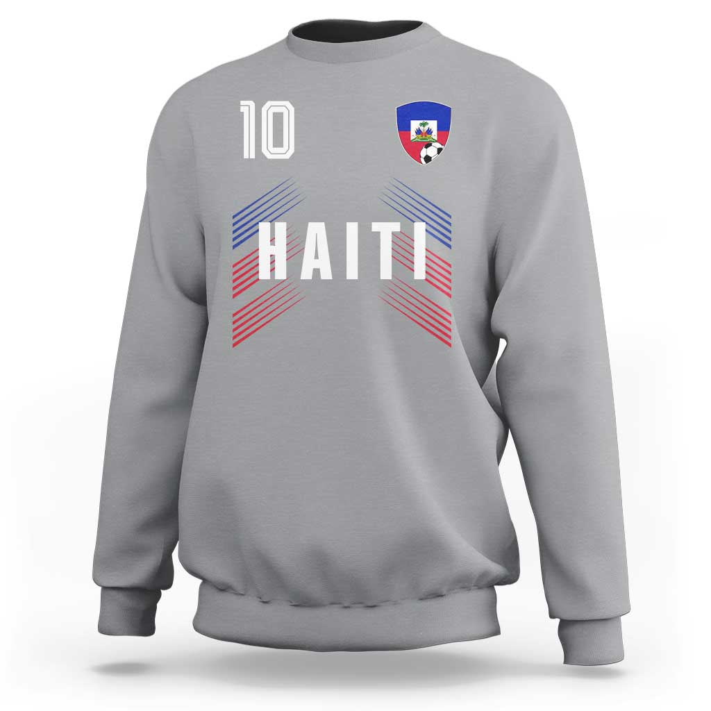 Haiti Soccer Sports Graphic Number 10 Jersey Style Sweatshirt Proud Haitian Football Fans Game Day Pride