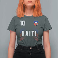 Haiti Soccer Sports Graphic Number 10 Jersey Style T Shirt For Women Proud Haitian Football Fans Game Day Pride