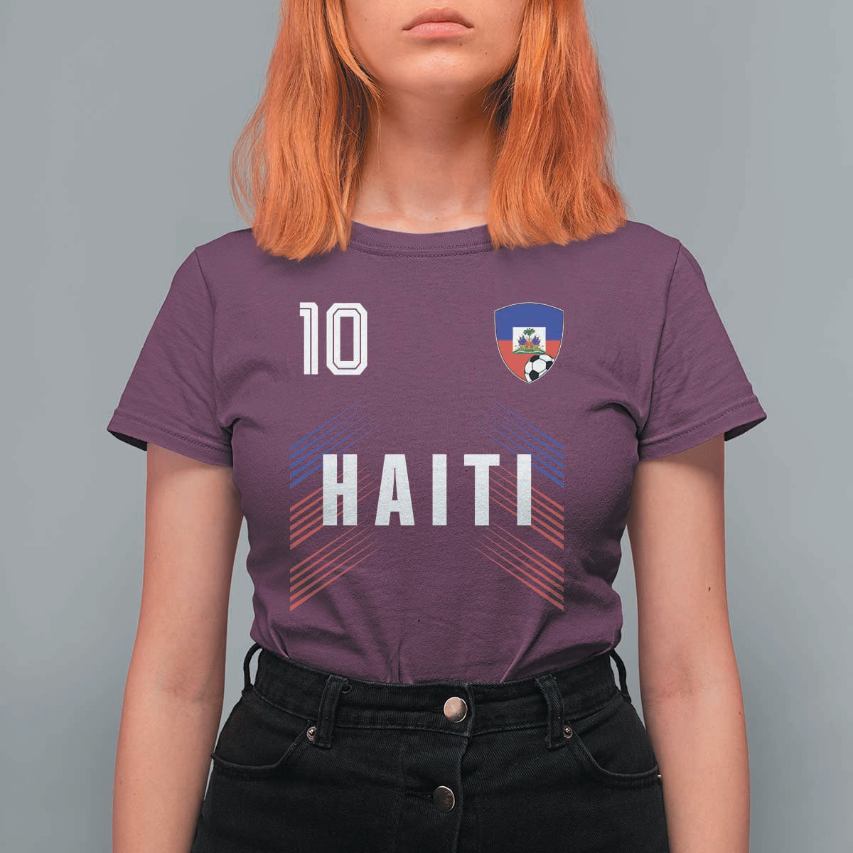 Haiti Soccer Sports Graphic Number 10 Jersey Style T Shirt For Women Proud Haitian Football Fans Game Day Pride