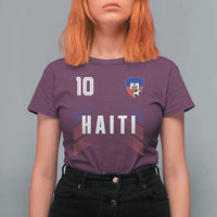 Haiti Soccer Sports Graphic Number 10 Jersey Style T Shirt For Women Proud Haitian Football Fans Game Day Pride