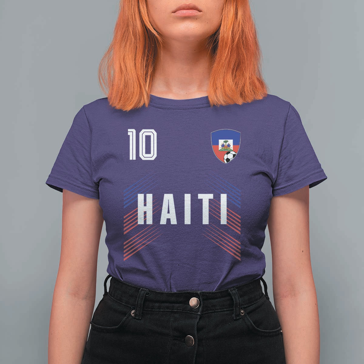 Haiti Soccer Sports Graphic Number 10 Jersey Style T Shirt For Women Proud Haitian Football Fans Game Day Pride
