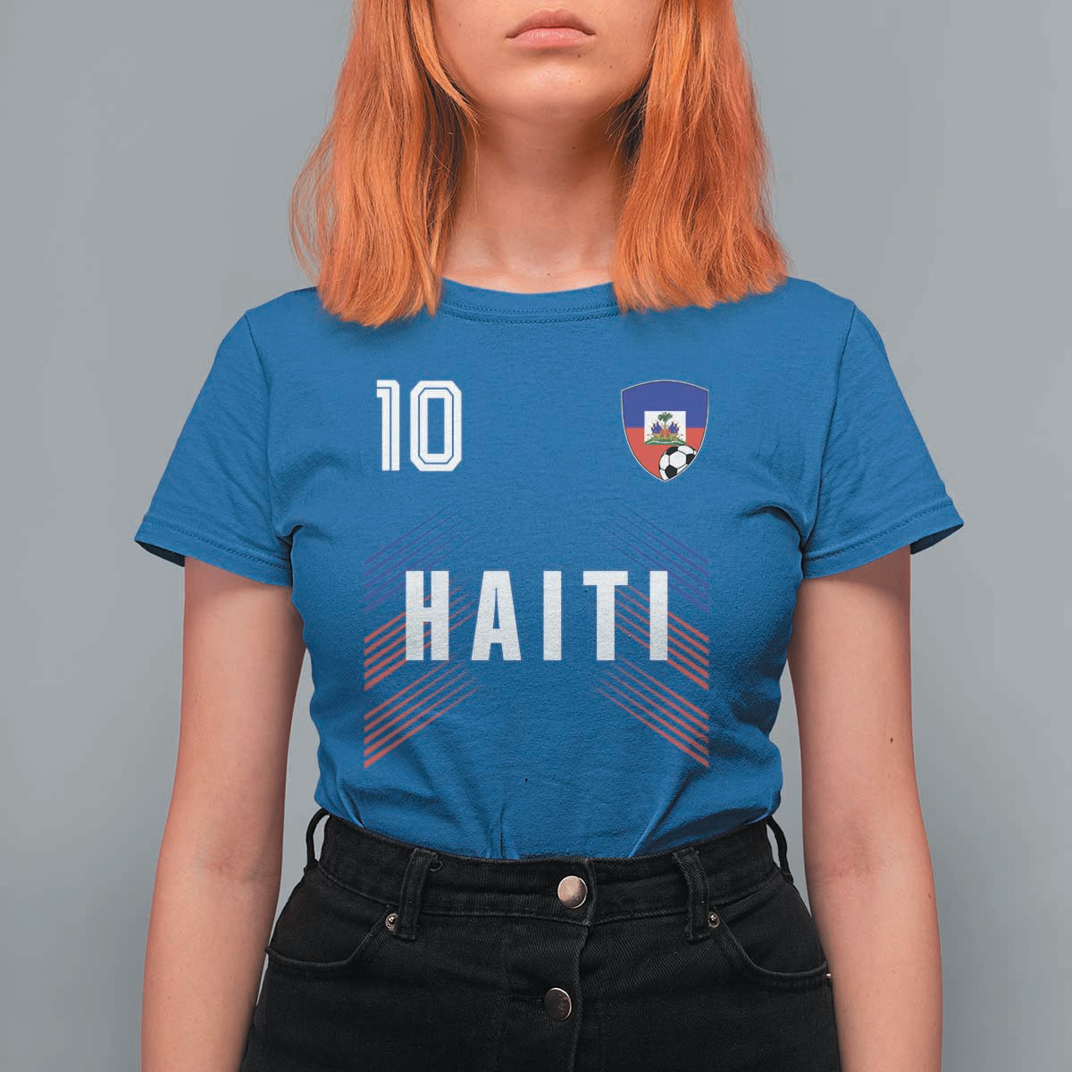 Haiti Soccer Sports Graphic Number 10 Jersey Style T Shirt For Women Proud Haitian Football Fans Game Day Pride