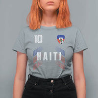 Haiti Soccer Sports Graphic Number 10 Jersey Style T Shirt For Women Proud Haitian Football Fans Game Day Pride
