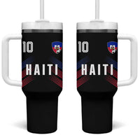 Haiti Soccer Sports Graphic Number 10 Jersey Style Tumbler With Handle Proud Haitian Football Fans Game Day Pride