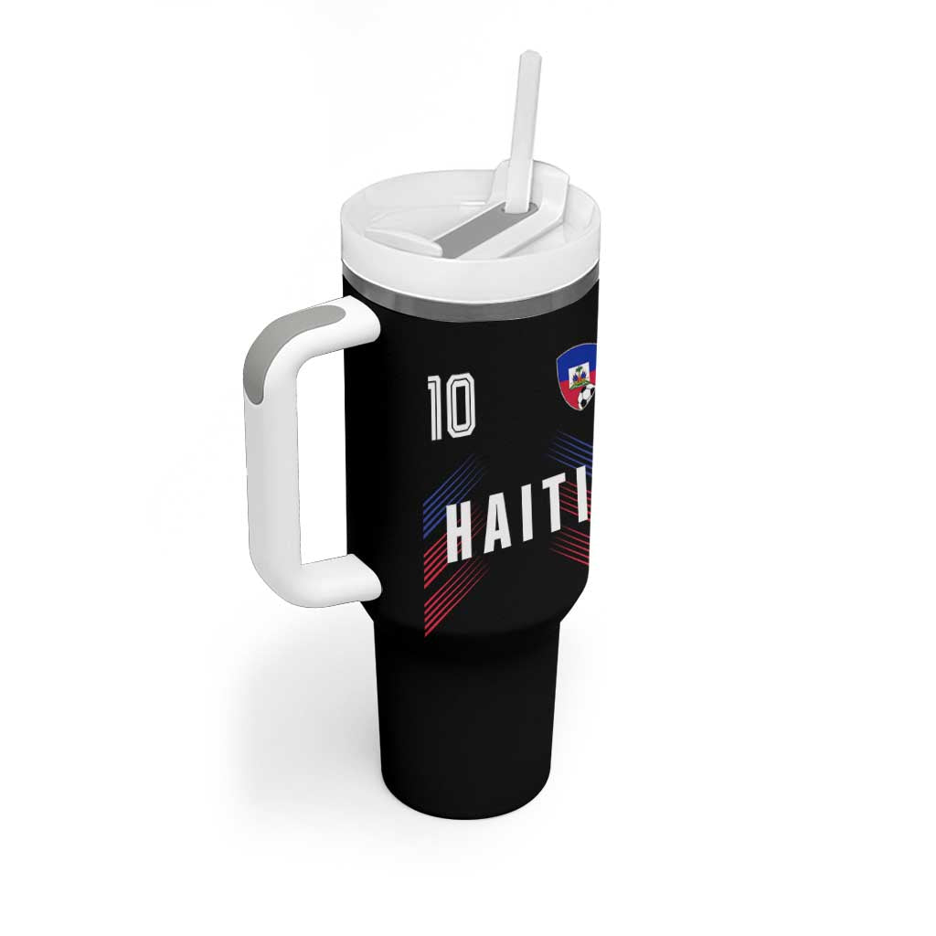 Haiti Soccer Sports Graphic Number 10 Jersey Style Tumbler With Handle Proud Haitian Football Fans Game Day Pride