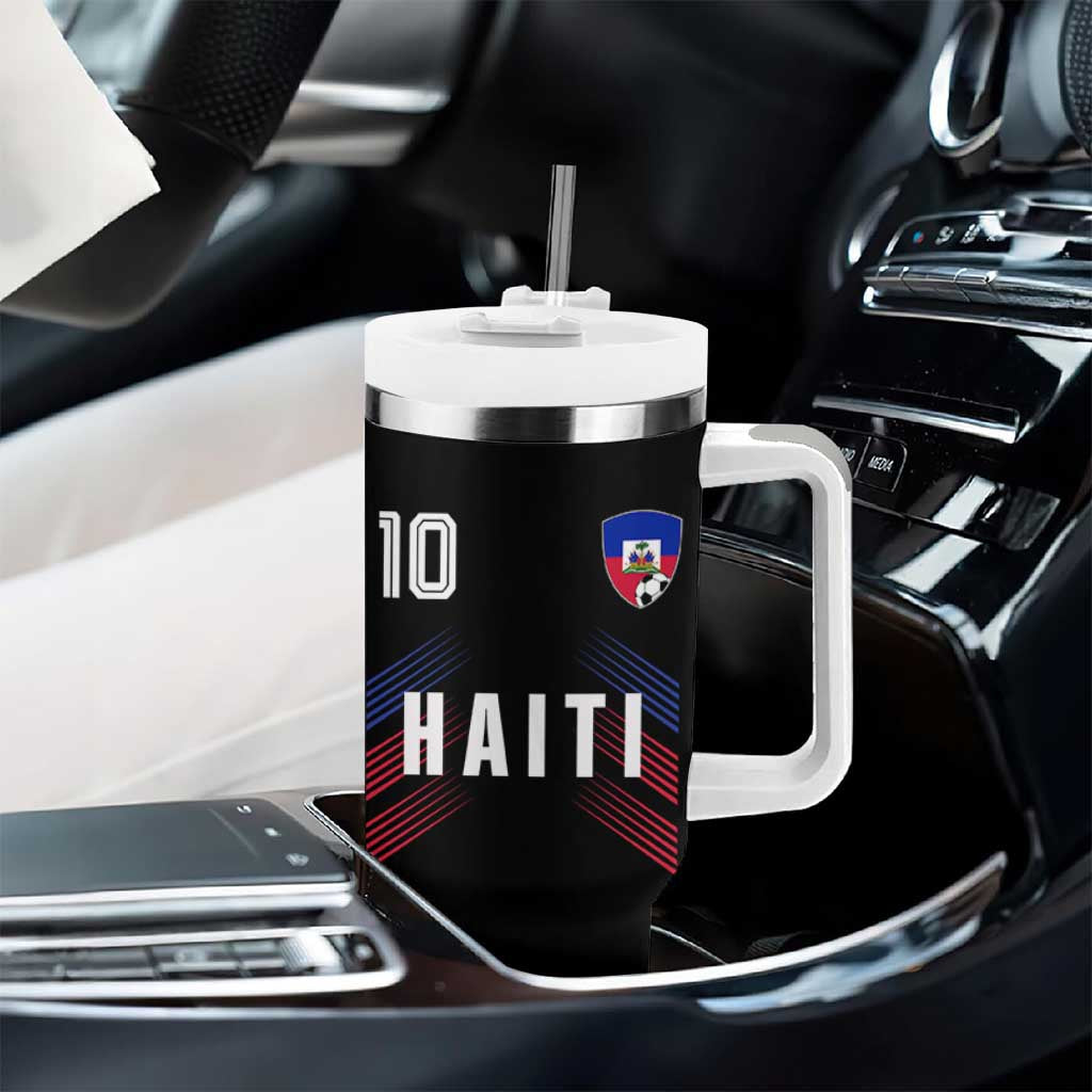 Haiti Soccer Sports Graphic Number 10 Jersey Style Tumbler With Handle Proud Haitian Football Fans Game Day Pride