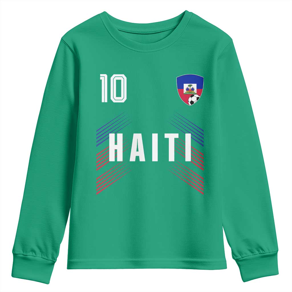 Haiti Soccer Sports Graphic Number 10 Jersey Style Youth Sweatshirt Proud Haitian Football Fans Game Day Pride