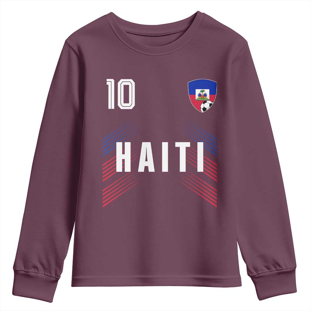 Haiti Soccer Sports Graphic Number 10 Jersey Style Youth Sweatshirt Proud Haitian Football Fans Game Day Pride