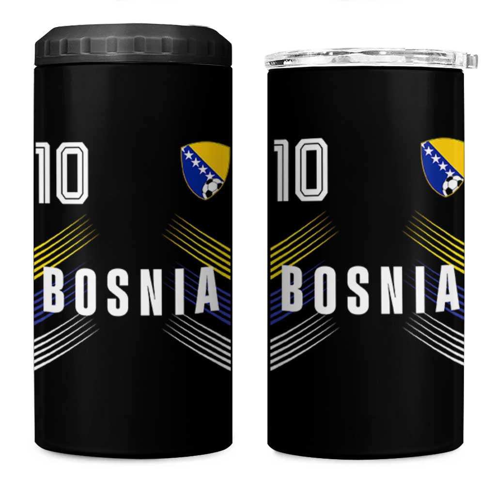 Bosnia Herzegovina Soccer Sports Graphic Number 10 Jersey Style 4 in 1 Can Cooler Tumbler Proud Bosnian Football Fans Game Day Pride